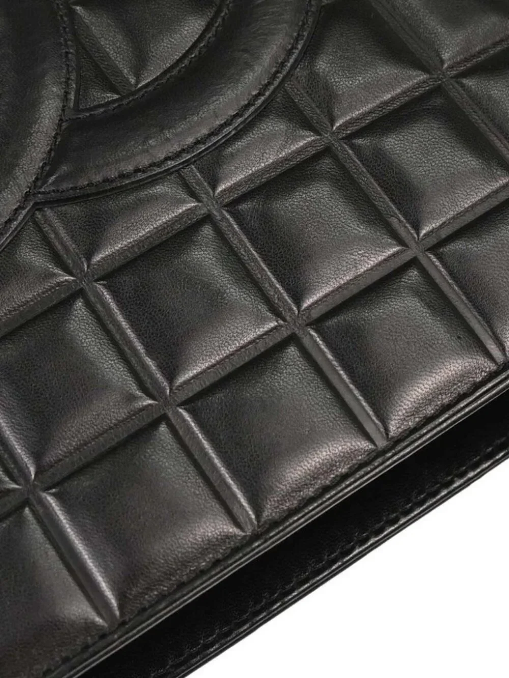 Chanel Black Lambskin Choco Bar Tote Handbag